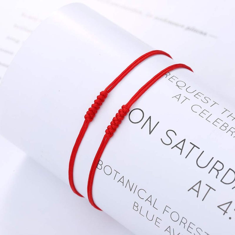 Shonyin Valentines Day Gifts for Her Him Red String Good Luck Bracelet Women 7 knots Kabbalah Protection Thread Handmade String Bracelets for Women Men Family Friends 2 PCS - Image 4